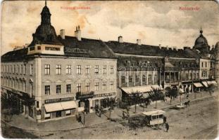 1912 Kolozsvár, Cluj; Központi szálloda, Medgyesy és Nyegrutz, Biasini Sándor utóda üzlete. Schuster Emil kiadása / Hotel Central, shops (fl)