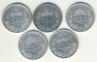 1893-1915. 1K Ag (5x) 4klf évszámmal T:3