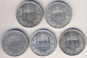 1893-1915. 1K Ag (5x) 3klf évszámmal T:2/3,3