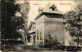 1913 Túrkeve, Népkerti pavilon. Barta Mór kiadása (ázott sarok / wet corner)