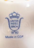 Unterweissbach váza. Plasztikus virág dísszel. Matricás, jelzett, hibátlan 17 cm