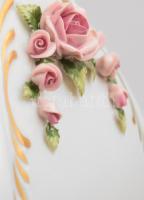 Unterweissbach váza. Plasztikus virág dísszel. Matricás, jelzett, hibátlan 17 cm