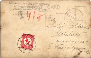 1933 Pilisszentkereszt, Áfrány turista szálloda és vendéglő, lovaskocsi. photo (fa)