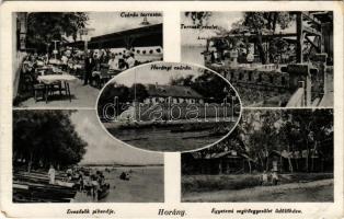 1936 Horány (Szigetmonostor), Horányi csárda és terasza, vendégek és pincérek, Egyetemi segítőegyesület üdülőháza, evezősök pihenője (EK)