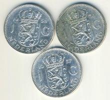 Hollandia 1955-57. 1G Ag (3x) klf évszámmal T:2/3