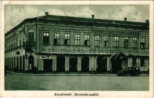 1936 Kecskemét, Hotel Beretvás szálloda, étterem és kávéház, automobil, "Minden este Kőváry szalon jazz" (fl)