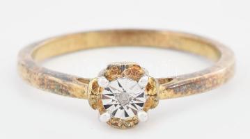 Ezüst (Ag) gyűrű 0,01ct brillel ékítve, bruttó: 2,03 g , m: 56. tanusítvánnyal