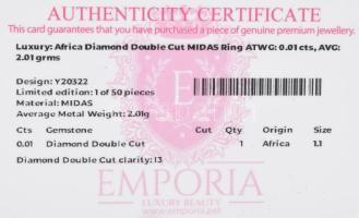 Ezüst (Ag) gyűrű 0,01ct brillel ékítve, bruttó: 2,03 g , m: 56. tanusítvánnyal