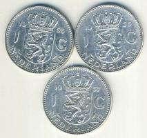 Hollandia 1954-57. 1G Ag (3x) klf évszámmal T:2/3