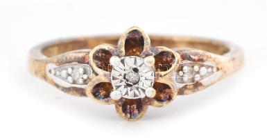 Ezüst (Ag) gyűrű 0,02ct brillel ékítve, bruttó: 2,37 g , m: 56. tanusítvánnyal