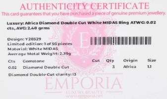 Ezüst (Ag) gyűrű 0,02ct brillel ékítve, bruttó: 2,37 g , m: 56. tanusítvánnyal