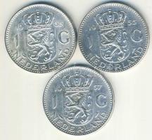 Hollandia 1955-65. 1G Ag (3x) klf évszámmal T:2/3
