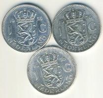 Hollandia 1954-58. 1G Ag (3x) klf évszámmal T:2/3