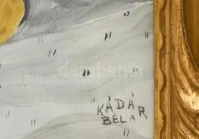 Kádár Béla jelzéssel: Csendélet. Olaj, farost. Dekoratív, üvegezett fakeretben. 40x30 cm