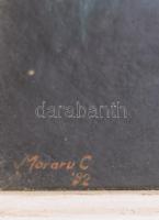 Moraru C jelzéssel, feltehetően erdélyi festő: Csendélet. Olaj, karton. Hátoldalán kolozsvári kivite...