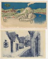 Budapest - 4 db régi képeslap (közte Tabán)
