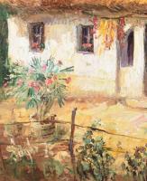 Sügér Zsuzsa (1939-): Munka utáni csend. Olaj, fa, jelzett. Dekoratív fakeretben. 40×50 cm