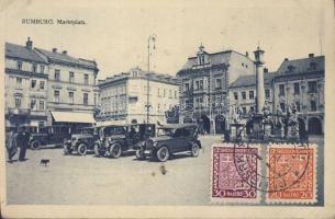 Rumburk market square with automobiles (EK)