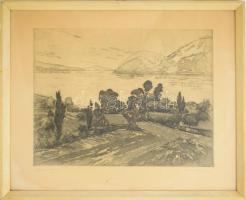 Artner Ferenc (1904-1981): Dunkanyar. Rézkarc, papír, jelzett, számozott 30x40 cm Üvegezett keretben...