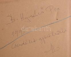 B. Hegedűs Piros(1962-): Csendélet gyümölcsökkel. Olaj, farost, jelzett. Dekoratív fakeretben. 44x54...