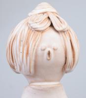 Buday Ágota éneklő kislány csokorral, festett kerámia figura, jelzett, hibátlan, m: 30 cm