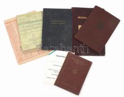 9 db vegyes igazolvány: Magyar-Szovjet Társaság tagsági könyv, személyi igazolvány, munkakönyv, igaz...