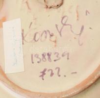 Kovács Éva (1938-): Nagy bajszos legény, mázas kerámia fali dísz Kézzel festett Jelzett, hibátlan d:...