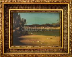 ifj. Benedek Jenő (1939-2019): Tengerparton. Olaj, farost, jelzett. Üvegezett fakeretben 25x35 cm