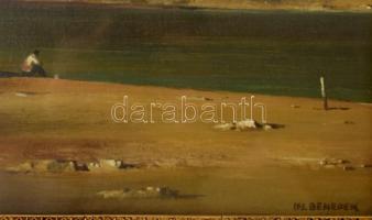 ifj. Benedek Jenő (1939-2019): Tengerparton. Olaj, farost, jelzett. Üvegezett fakeretben 25x35 cm