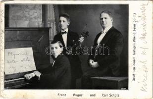 1915 Franz August und Carl Schütz. Gruß von einem Abend beim Schütz (EM)