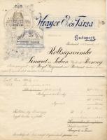 1897 Krayer és Társa pezsgőgyár kézzel rajzolt dekoratív számlaterve
