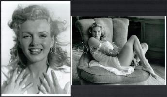 cca 1954 André de Dienes (korábban Ikafalvi-Dienes Andor György) (1913-1985) magyar ? amerikai fotóriporter és fotóművész korán felismerte a Norma Jeane-ben (1926-1962) rejlő tehetséget, akit a világ hamarosan Marilyn Monroe-ként ismert meg, mint színésznőt, fotómodellt, énekest, 2 db modern nagyítás, jelzés nélkül Pánczél György (1920-?) filmtörténész hagyatékából (film- és színházifotó gyűjteményéből), 21x15 cm