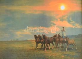 2 db nagyméretű plakát: Tópart, Csikósmutatvány, Bp., Képzőművészeti Alap (Offset és Játékkártya Ny....