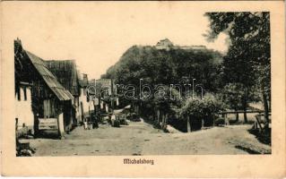 Kisdisznód, Michelsberg, Cisnadioara; utca, vár. Jos. Drotleff Nr. 47. 1918 / street, castle (EK)