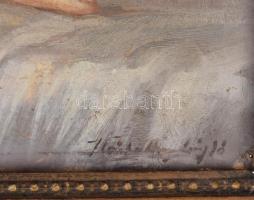 Kárpáthy László (1900-?): Fekvő akt. Olaj, karton. Jelzett. sérült keretben 26x36 cm