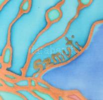 Szmutka Katalin: Éjjeli pillangó. Selyemre festett kép. Üvegezett keretben 25x15 cm