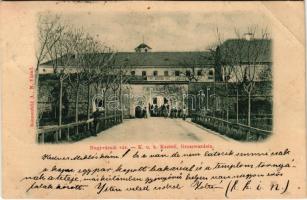 1900 Nagyvárad, Oradea, Grosswardein; vár. Sonnenfeld A. kiadása / K.u.k. Kastell / castle gate (EB)