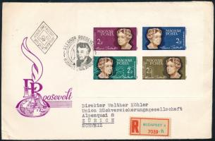 1964 Eleanor Roosevelt vágott blokk ajánlott FDC-n (4.000)