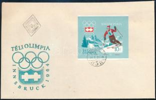 1964 Téli Olimpia (II.) - Innsbruck vágott blokk FDC-n (6.000)