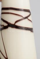 Üveg váza. Kézzel készített huta üveg, több rétegű, szál díszítéses, anyagában színezett, hibátlan 2...