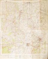 1946 One-Inch Map of England &amp; Wales, Sheet 143: Gloucester &amp; Malvern / Anglia, Gloucester és Malvern környékének térképe, sérült borítóval, a térkép jó állapotban, 80x69 cm