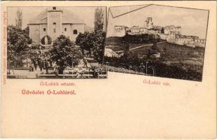 Ólubló, Ó-Lubló, Stará Lubovna; vár, Sétatér, templom. Kaveczky Tivadar kiadása / castle, promenade, church