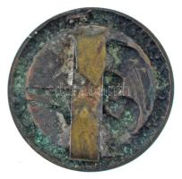 Sződy Szilárd (1878-1939) ~1930-1940. "Levente lövész" nagyméretű Cu jelvény, hátlapon rög...