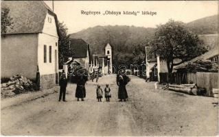 1938 Óbánya (Baranya), regényes község látképe, utca, zsáktelepülés. Gebhardt Ferenc kiadása