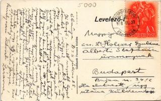 1938 Óbánya (Baranya), regényes község látképe, utca, zsáktelepülés. Gebhardt Ferenc kiadása