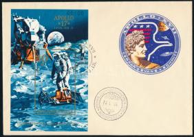 1973 Apollo-17 vágott blokk FDC-n 00100 sorszámmal (4.000)