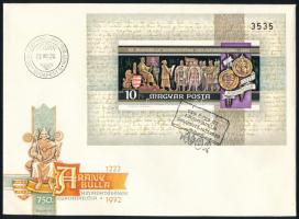 1972 Aranybulla vágott blokk FDC-n (4.000)