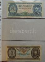 Kis hagyaték bankjegy tétel albumban, pengő-, forint-korszak, összesen 59db T:vegyes