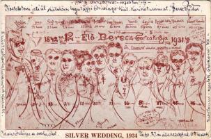 1935 Silver Wedding 1934 - 1842-től 12 Élő Berecz-Caricatúrája 1931, az "Amerika" részésre rajzolta a szerző, "Szót-Kérek Beled" s: Berecz Viktor (fa)