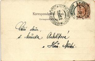 1899 (Vorläufer) Srdecné prání / Czech floral litho greeting card with watermill (kis szakadás / sma...